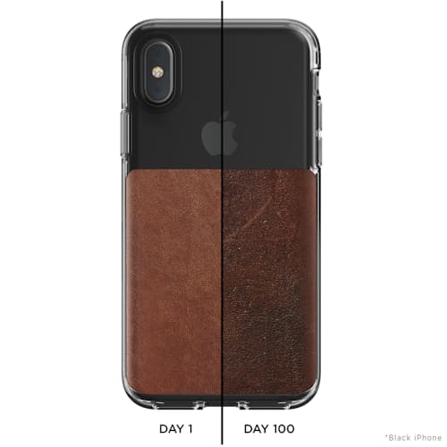 laydown image of Clear Case - Rustic Brown Leather
