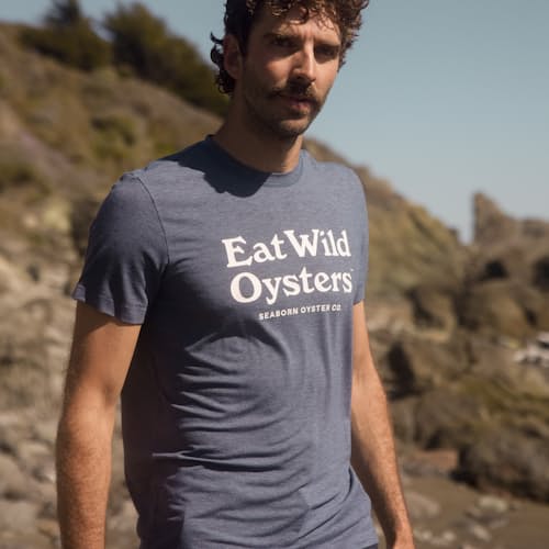 laydown image of Seawool Eat Wild Oysters T-Shirt
