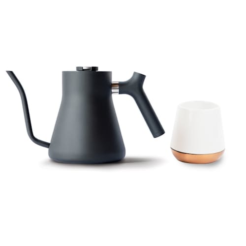 laydown image of Stagg Pour-Over Kettle + Mug