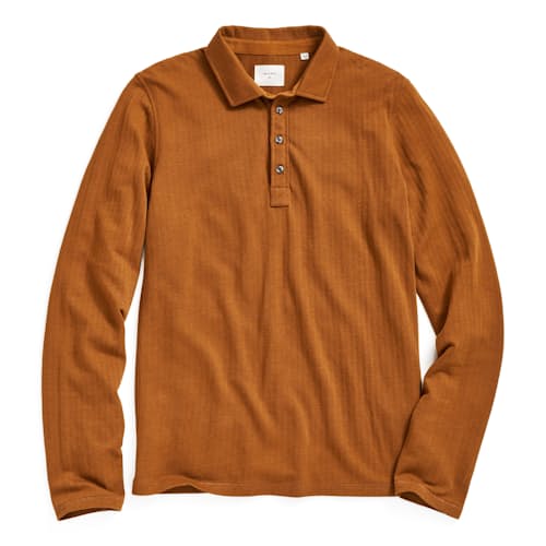 laydown image of Herringbone Long Sleeve Polo