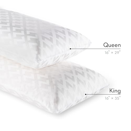 laydown image of Zoned Dough Mid Loft Charcoal Pillow - King