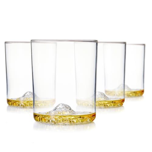 laydown image of Mountain Decanter + American Mountain Set of 4 Whiskey Glasses