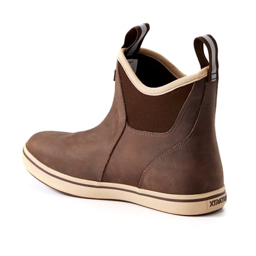 laydown image of Leather Ankle Deck Boot