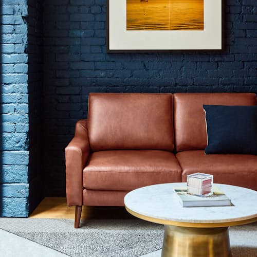 laydown image of Nomad Leather Loveseat