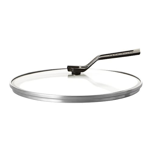 laydown image of Cast Iron Deep Frying Pan with Lid - 9.4"