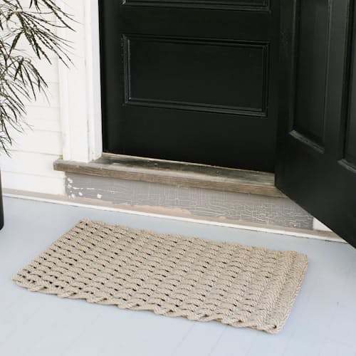 laydown image of Hand Woven Lobster Rope Doormat - Small