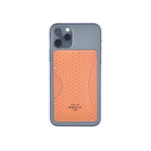 laydown image of Stick-On - Leather Phone-Case Card Slot