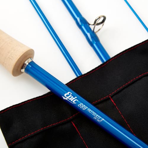 laydown image of 8wt 888 FastGlass Fly Rod w/ Full Wells Grip