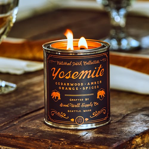 laydown image of Yosemite National Park Candle