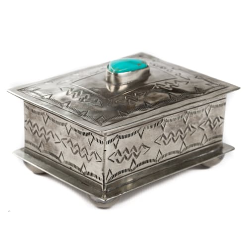 laydown image of Silver + Turquoise Jewelry Box