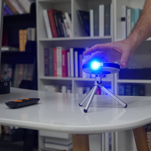 laydown image of Mini Portable Projector + Stand