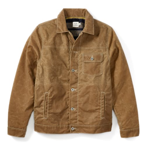 laydown image of Wool-Lined Waxed Trucker Jacket