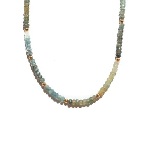 laydown image of Moss Aquamarine Moon Cycle Necklace