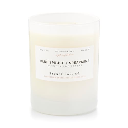 laydown image of Blue Spruce + Spearmint Candle