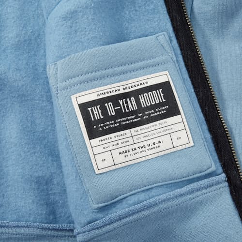 laydown image of 10-Year Full Zip Hoodie