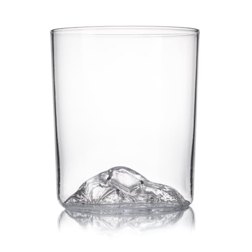 laydown image of Mountain Decanter + Half Dome Set of 2 Whiskey Glasses