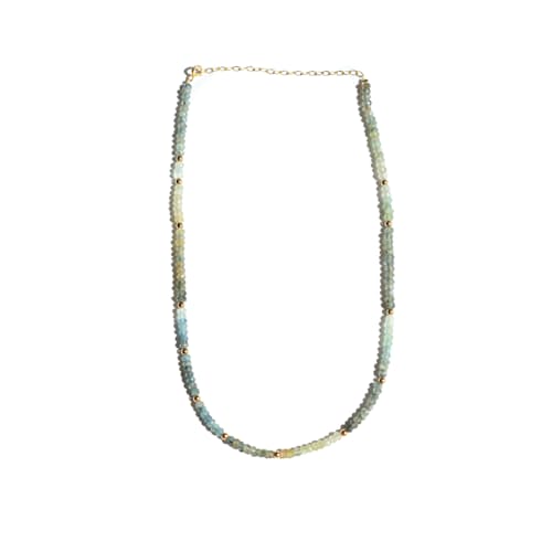laydown image of Moss Aquamarine Moon Cycle Necklace