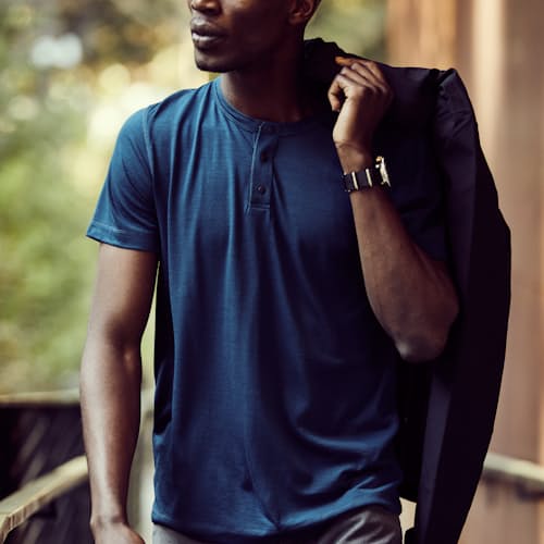 lifestyle image of 72-Hour Merino Short Sleeve Henley