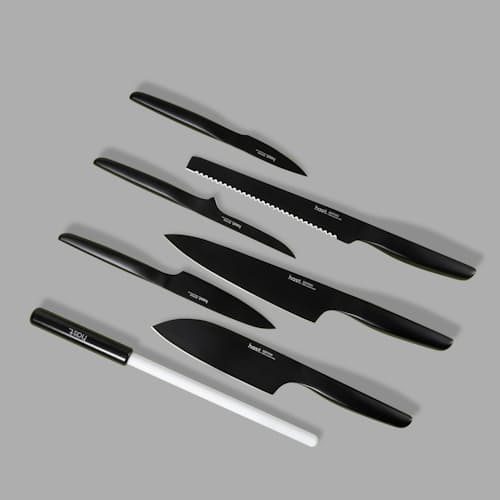 laydown image of 4 Piece Kitchen Knife Set with Honing Rod