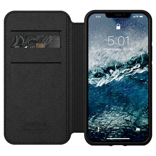 laydown image of Rugged Leather Folio iPhone 12 /iPhone 12 Pro Case