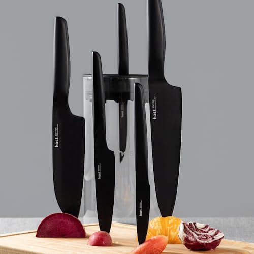 laydown image of 4 Piece Kitchen Knife Set with Honing Rod