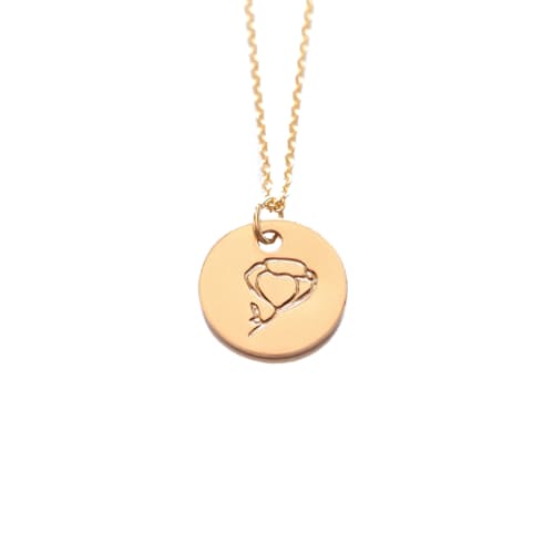 laydown image of Rose Flower Coin Necklace