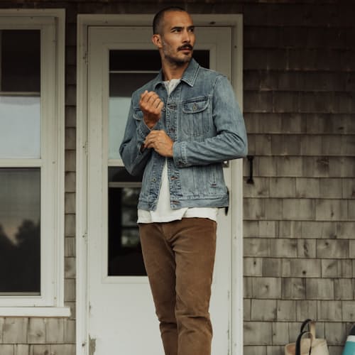 laydown image of Denim Trucker Jacket