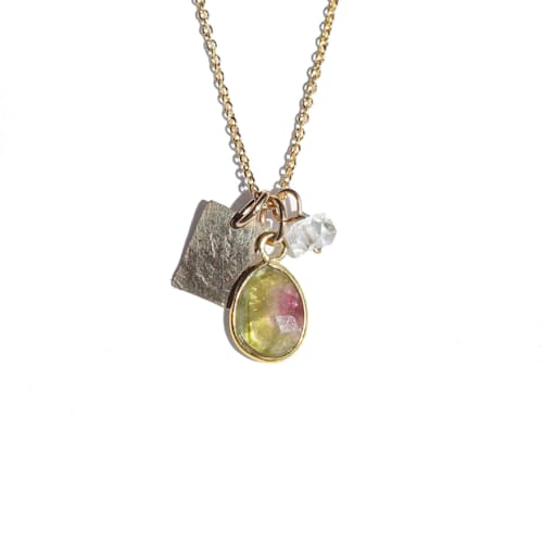 laydown image of Watermelon Tourmaline Celeste Necklace
