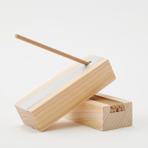 laydown image of Hinoki Forest Incense with Holder