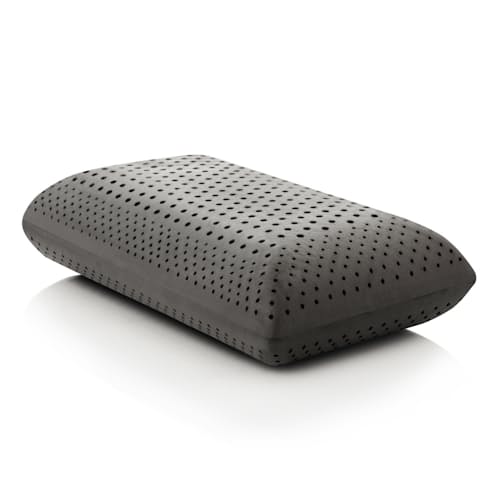 laydown image of Zoned Dough Mid Loft Charcoal Pillow - Queen