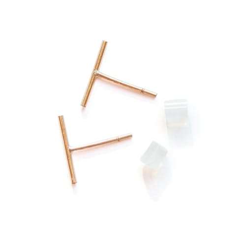 laydown image of Rose Gold Line Studs