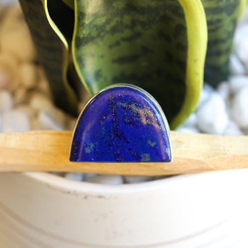 laydown image of Lapis Half Moon Ring