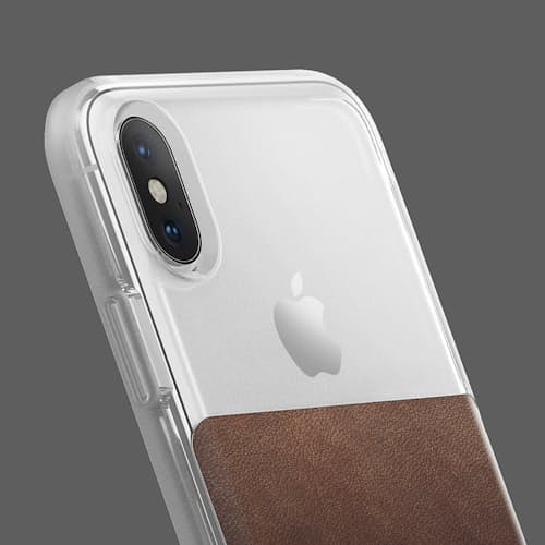 laydown image of Clear Case - Rustic Brown Leather
