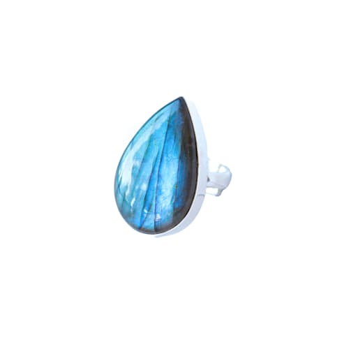 laydown image of Labradorite Teardrop Ring