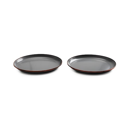 laydown image of Enamel Deep Plate Set