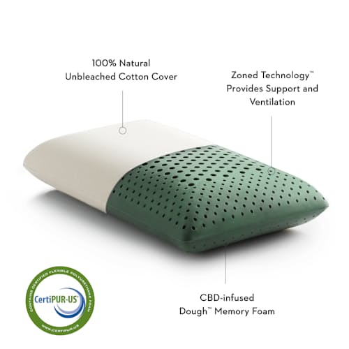 laydown image of Zoned Dough Pillow + CBD Oil - King