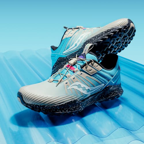 laydown image of Mad River TR2 "Water" Running Shoe