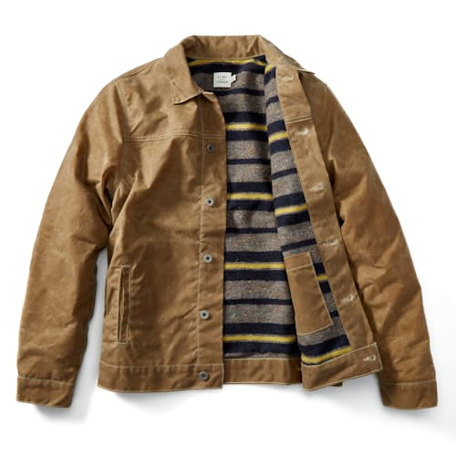 laydown image of Wool-Lined Waxed Trucker Jacket