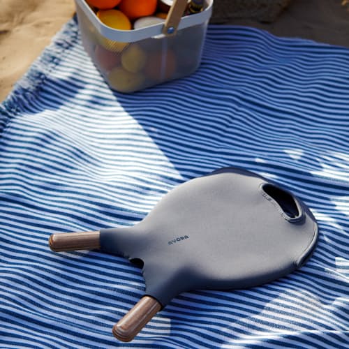 laydown image of Avora Natural Wood Paddle Tennis Set