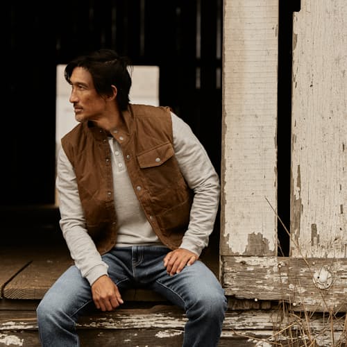 lifestyle image of Quilted Waxed Vest