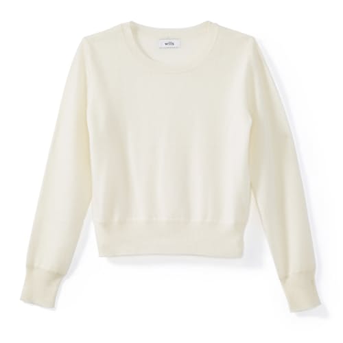 laydown image of Women's Brushed Cashmere Cropped Sweater