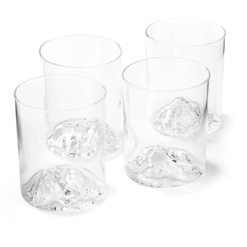 laydown image of Mountain Decanter + American Mountain Set of 4 Whiskey Glasses