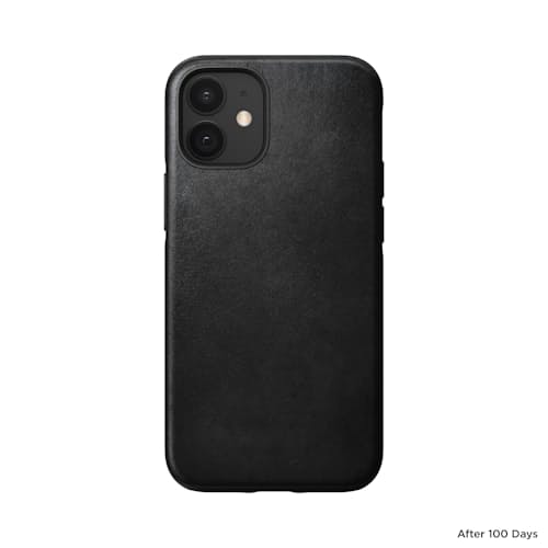 laydown image of Rugged Leather iPhone 12 Mini Case
