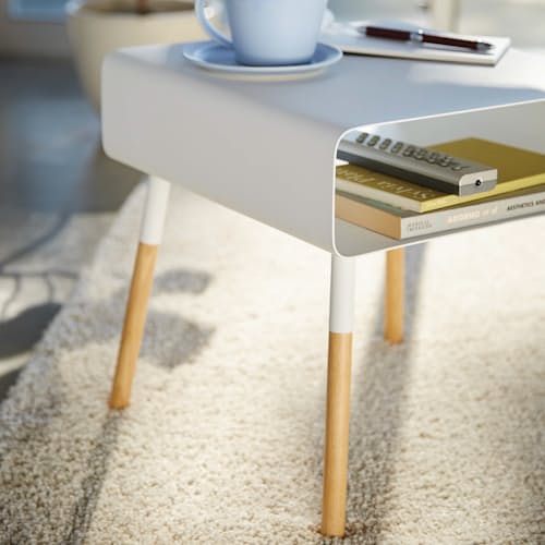 lifestyle image of Plain Side Table with Storage Shelf