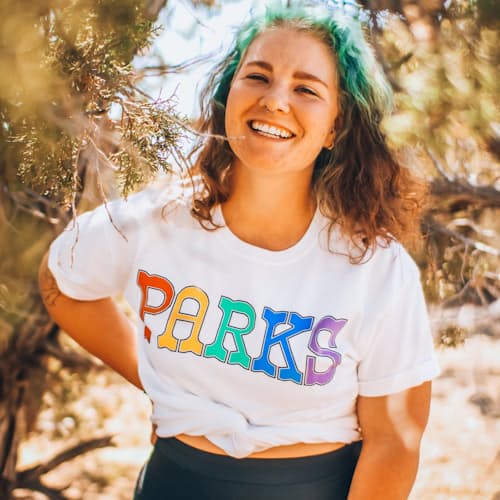 laydown image of Adventure with Pride Parks Tee