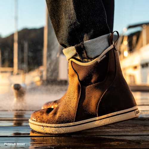 laydown image of Leather Ankle Deck Boot
