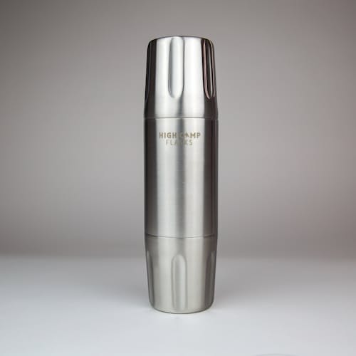 laydown image of Firelight 750ml Flask + Leather Holster