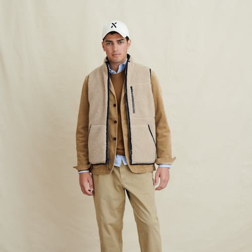 laydown image of Reversible Utility Vest in Sherpa