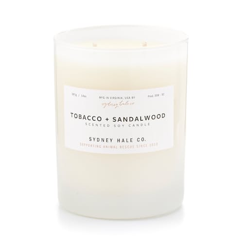 laydown image of Tobacco + Sandalwood Candle