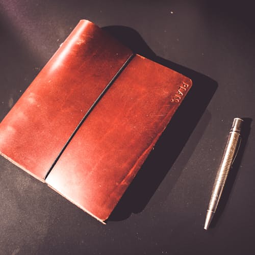 laydown image of Leather Weekly Task Planner